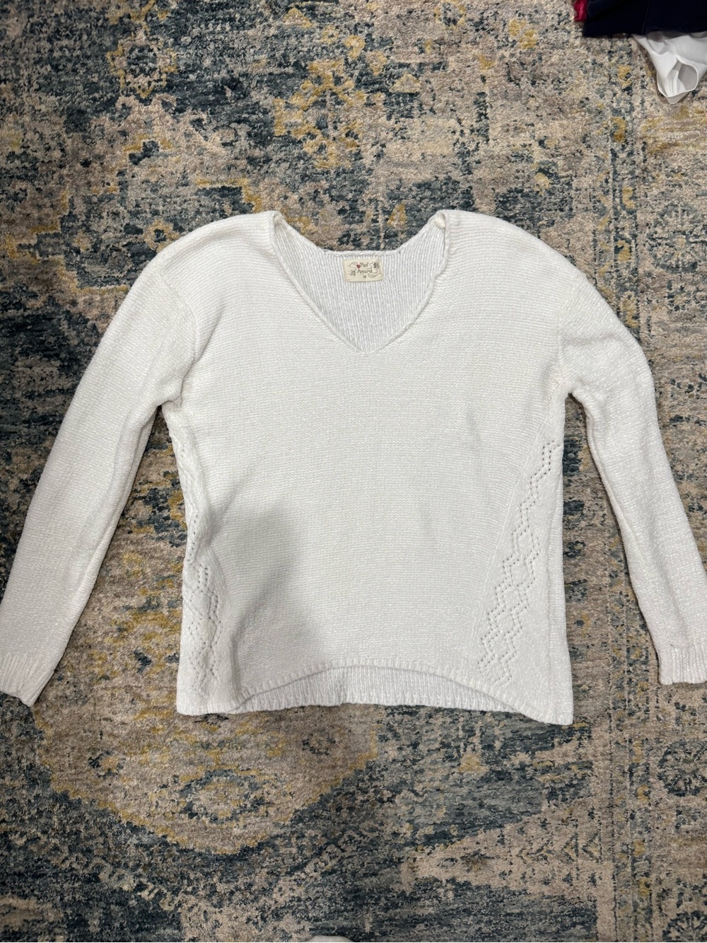 Classic V-Neck Knit Sweater in White